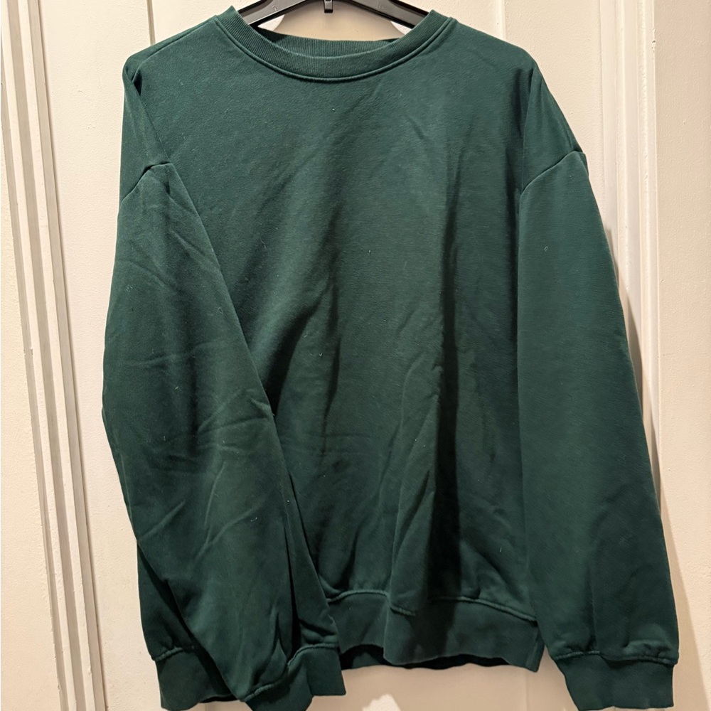 H&M Green Crewneck Sweater Relaxed Fit